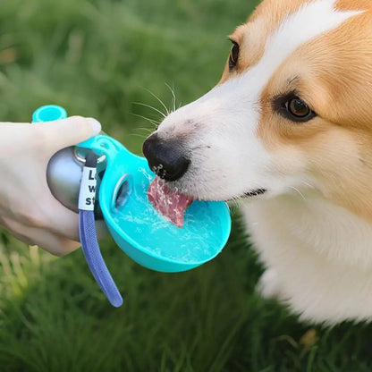Botella de agua portátil para perros con dispensador integrado y cuenco plegable de silicona. Diseño a prueba de fugas, ideal para senderismo, viajes, y paseos